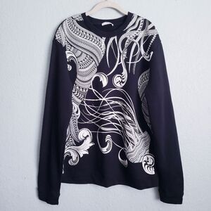Versace Collection Black and White Scroll Crewneck Sweater